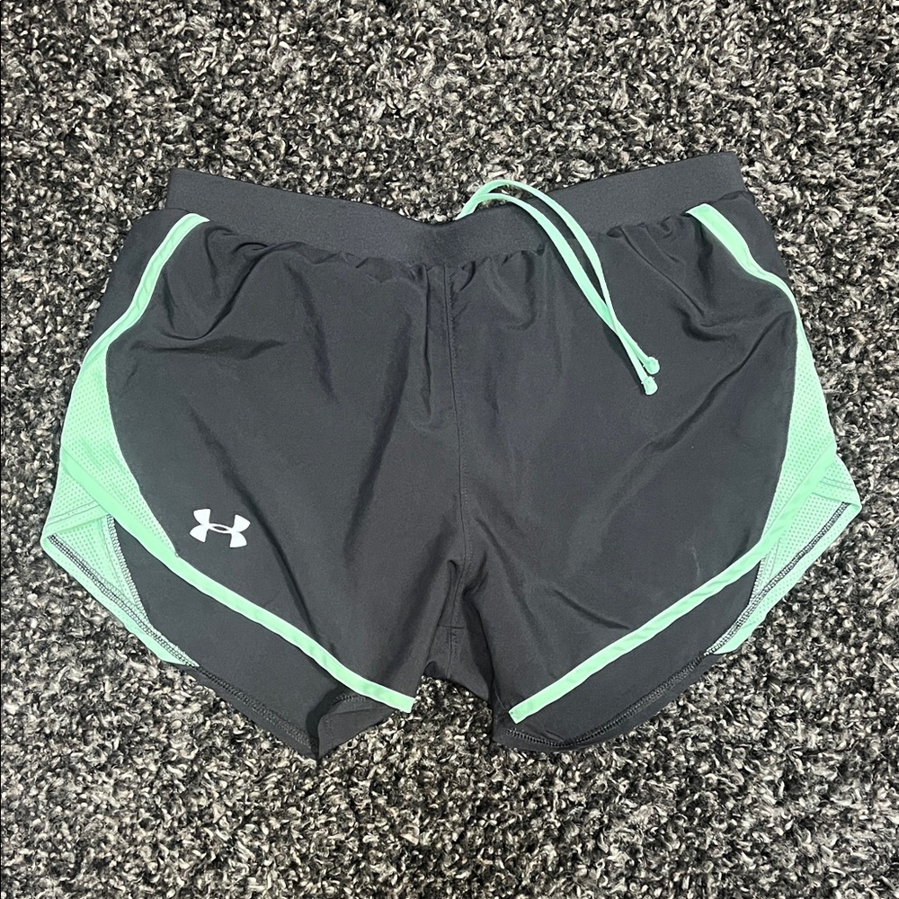 Under Armour 3” Women's Black Shorts with Green Trim